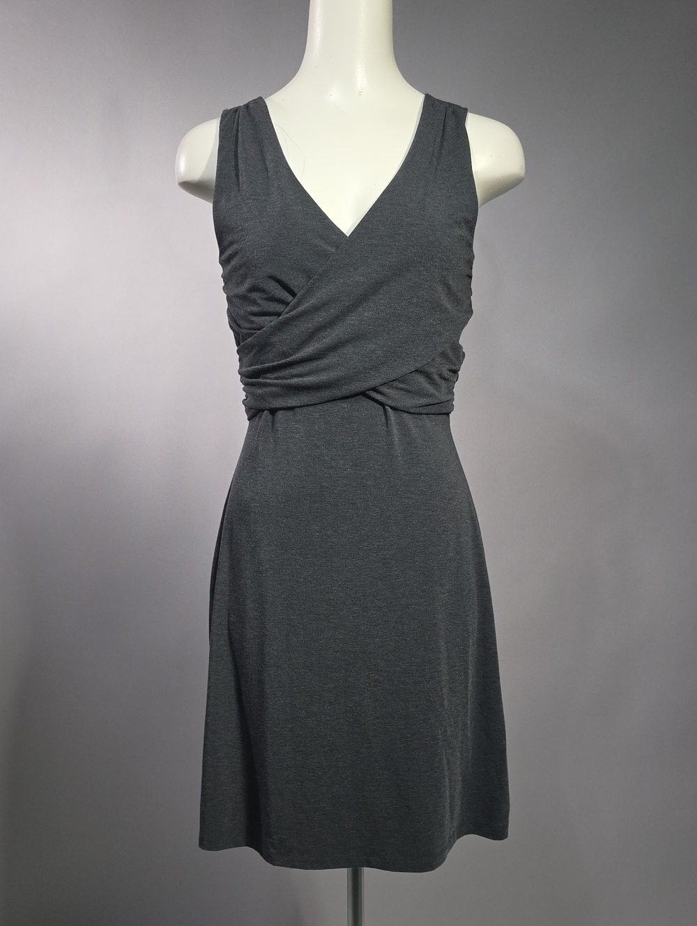 Athleta Charcoal Wrap-Detail V-Neck Dress R14
